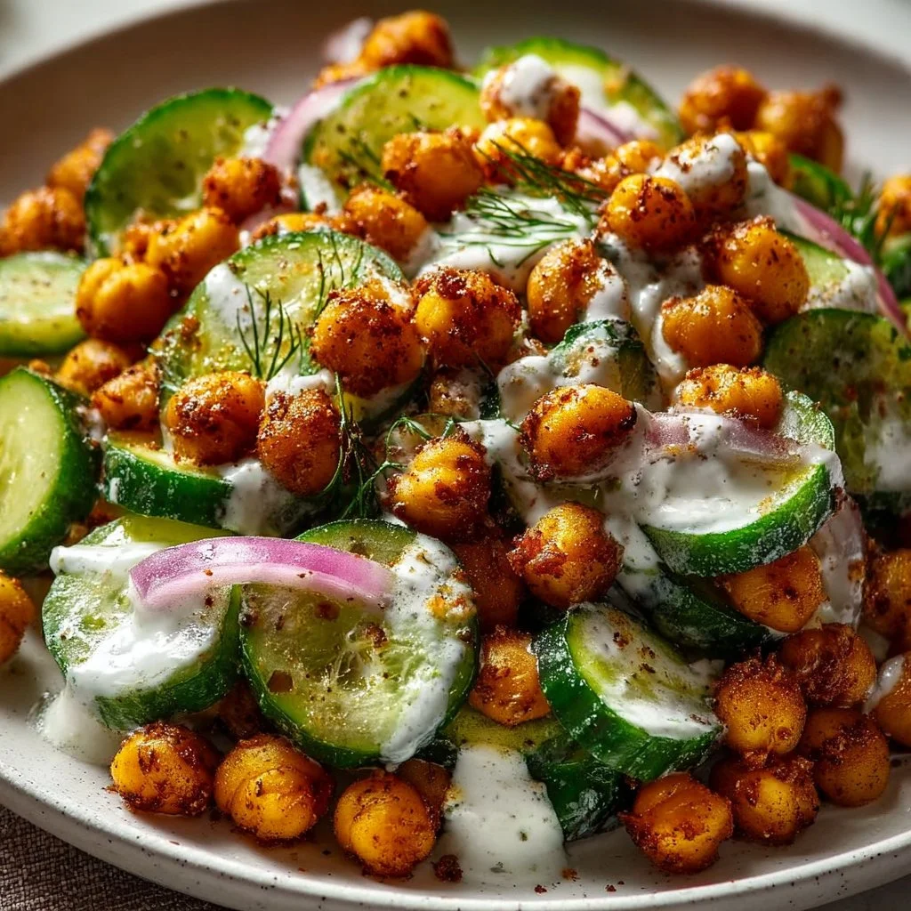 Crispy Cucumber Chickpea Ranch Salad