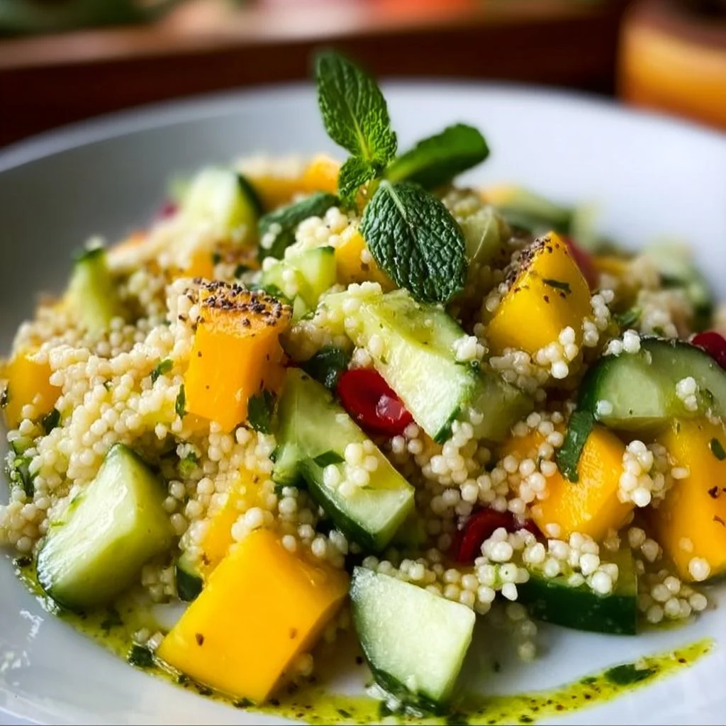Cucumber, Mango & Avocado Couscous Salad with Mint-Chile Vinaigrette