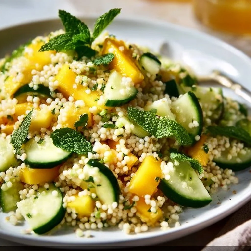 Cucumber, Mango & Avocado Couscous Salad with Mint-Chile Vinaigrette
