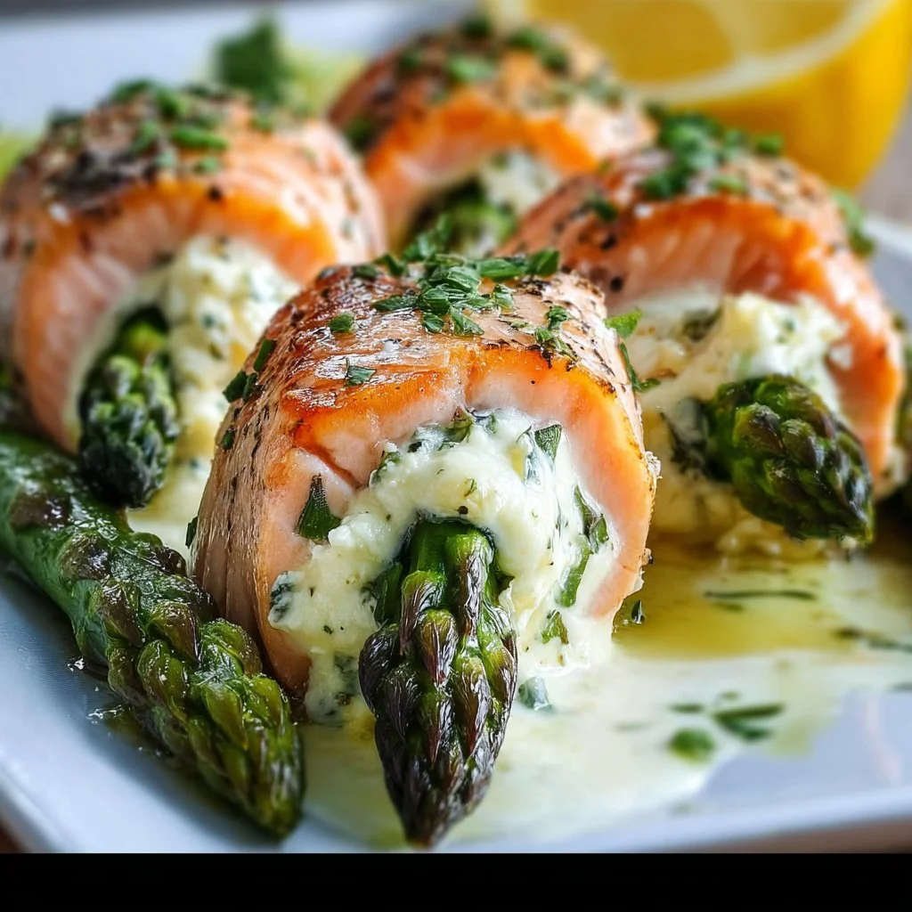 Delicious Asparagus and Lemon Ricotta Stuffed Salmon Rolls