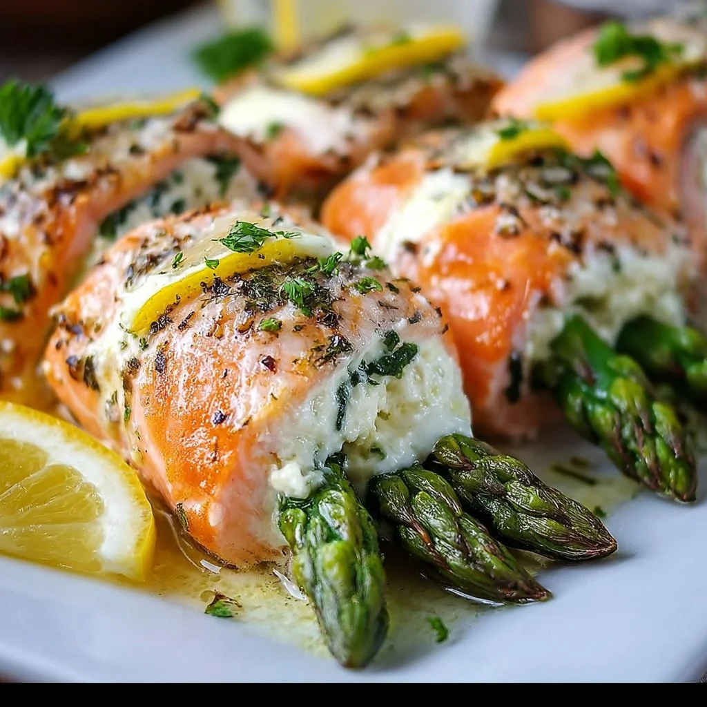 Delicious Asparagus and Lemon Ricotta Stuffed Salmon Rolls
