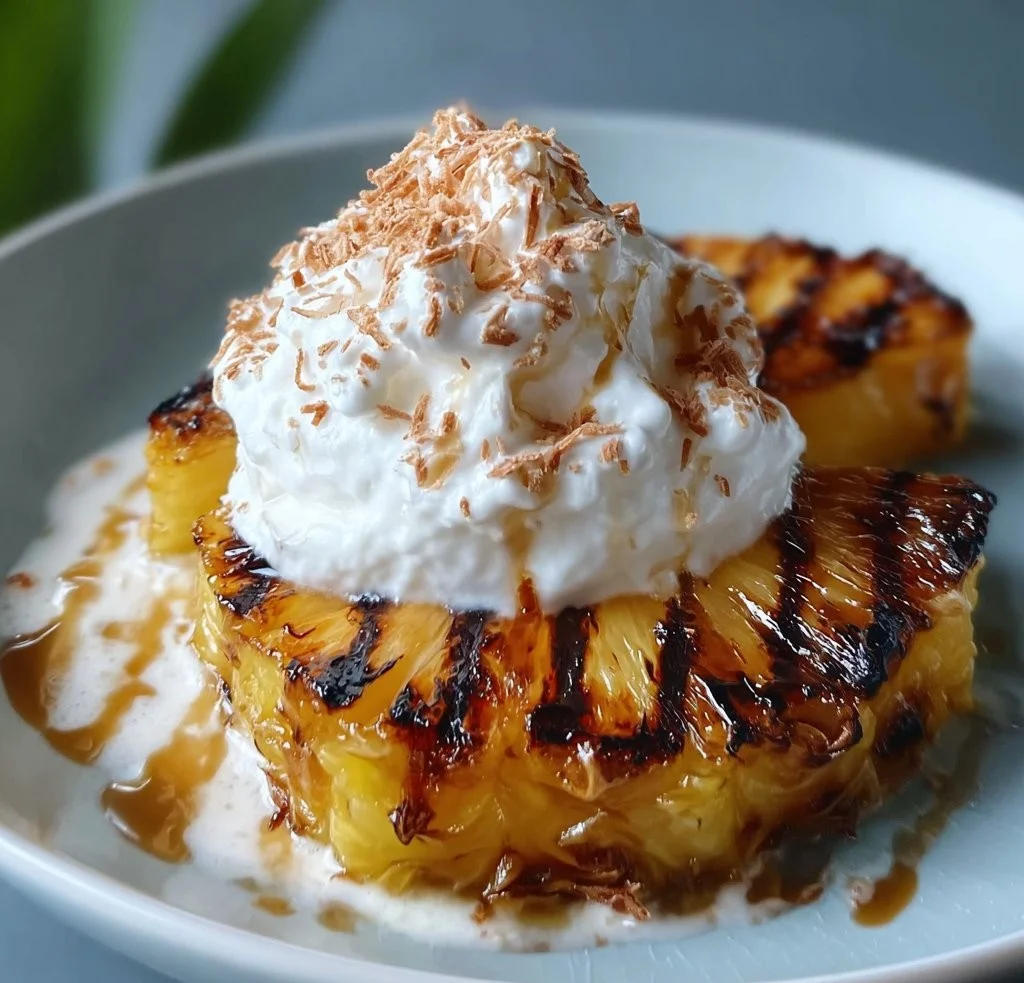 Delicious Grilled Pineapple with Coconut Cinnamon Whipped Cream