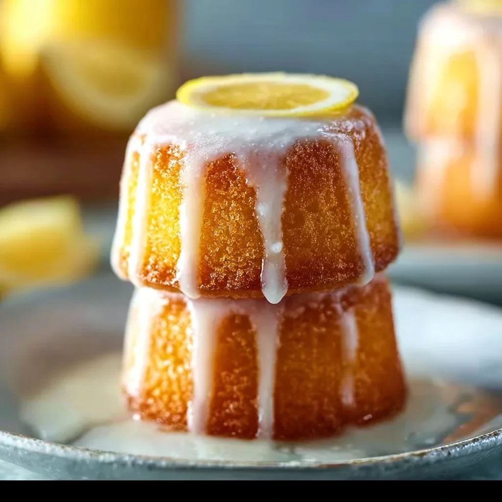 Mini lemon drizzle cakes on a plate, perfect for sweet moments.