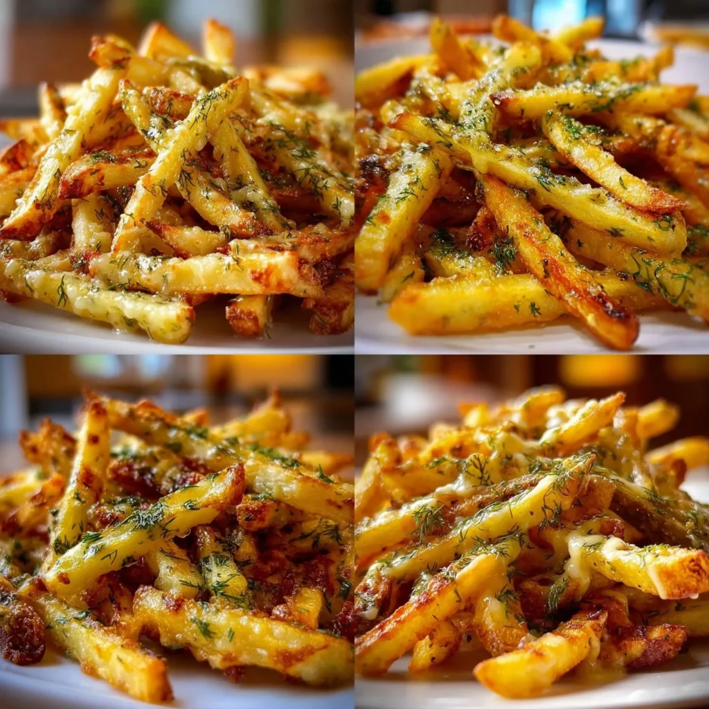 Delicious Dill Pickle French Fries served in a basket with dipping sauce
