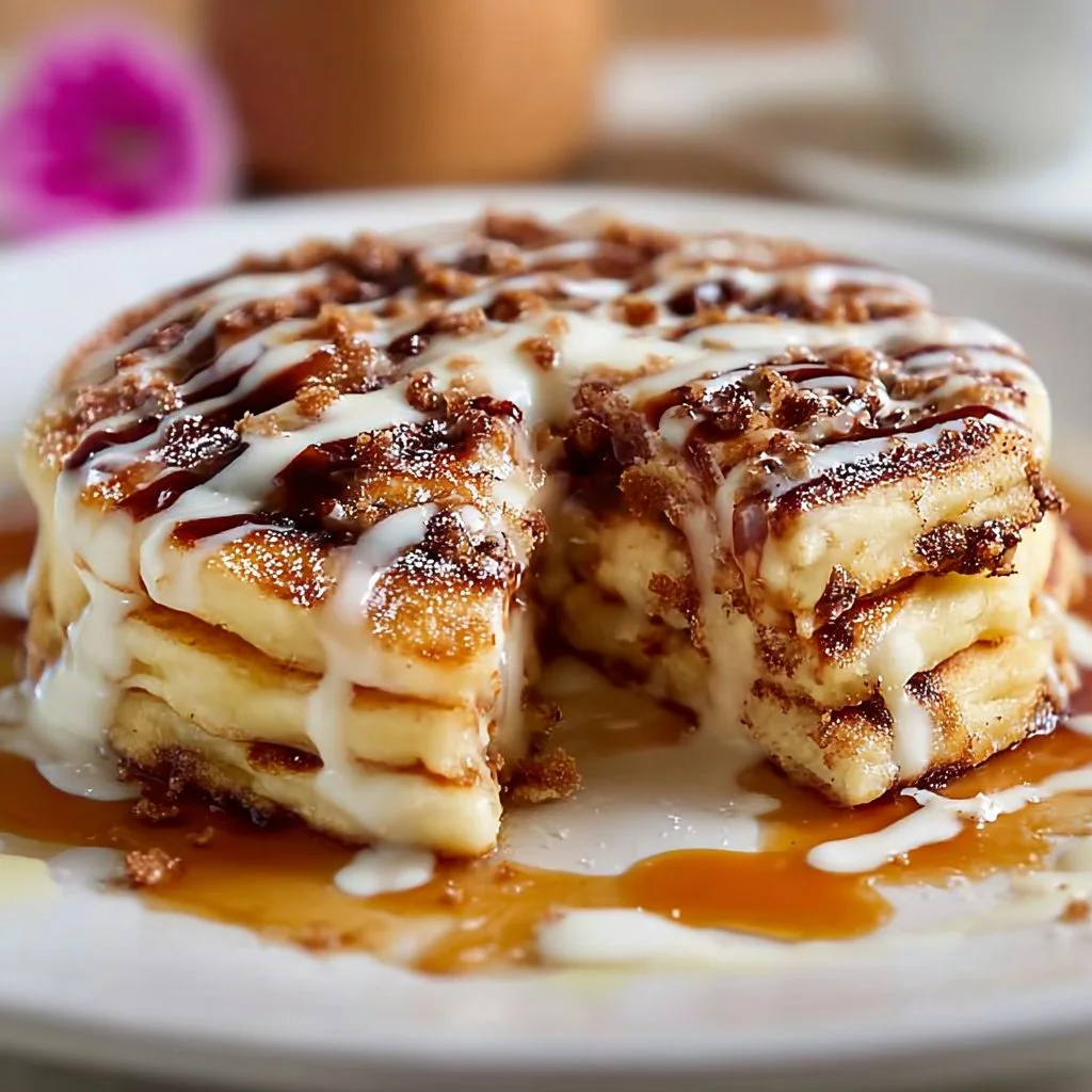 Easy Fluffy Cinnamon Roll Pancakes