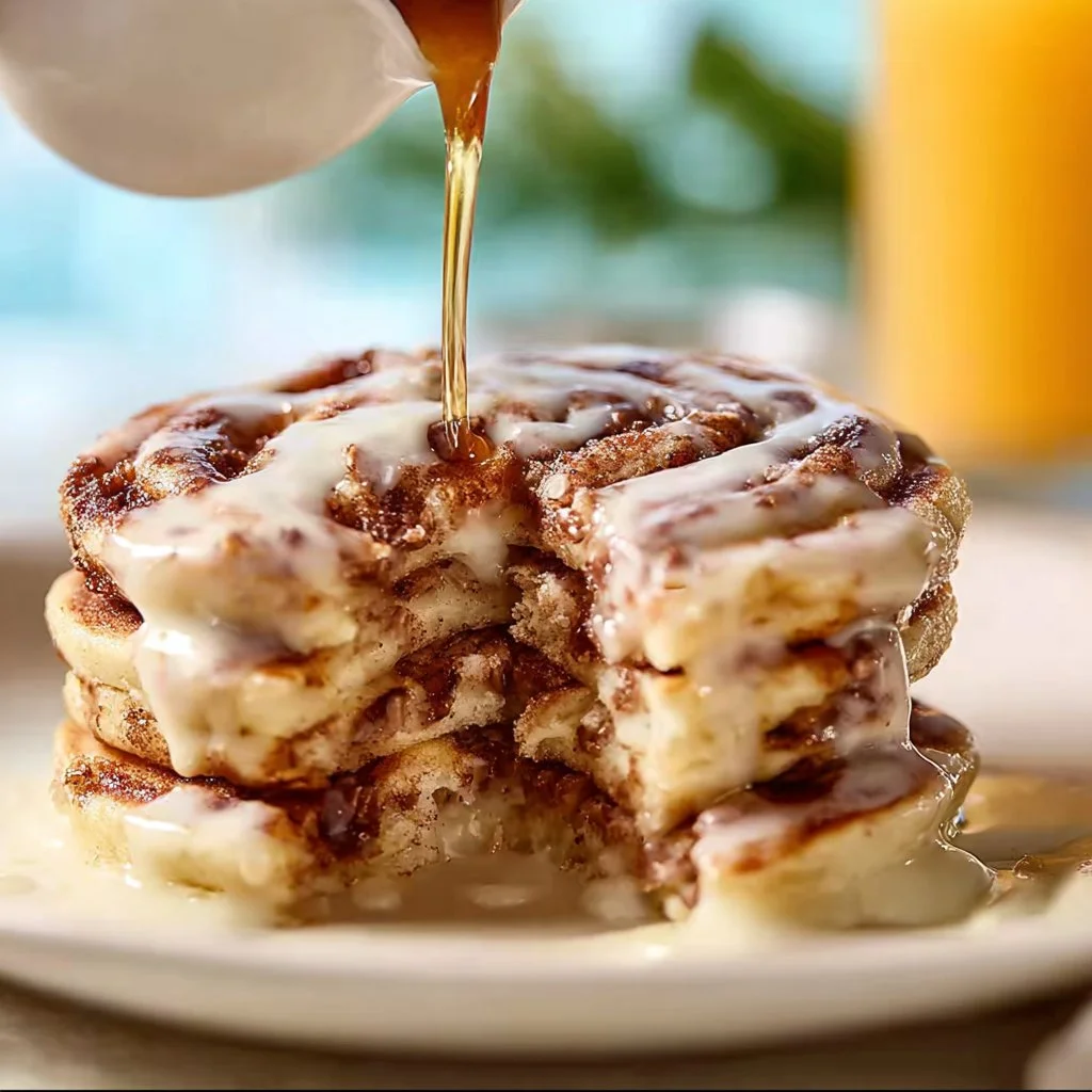 Easy Fluffy Cinnamon Roll Pancakes