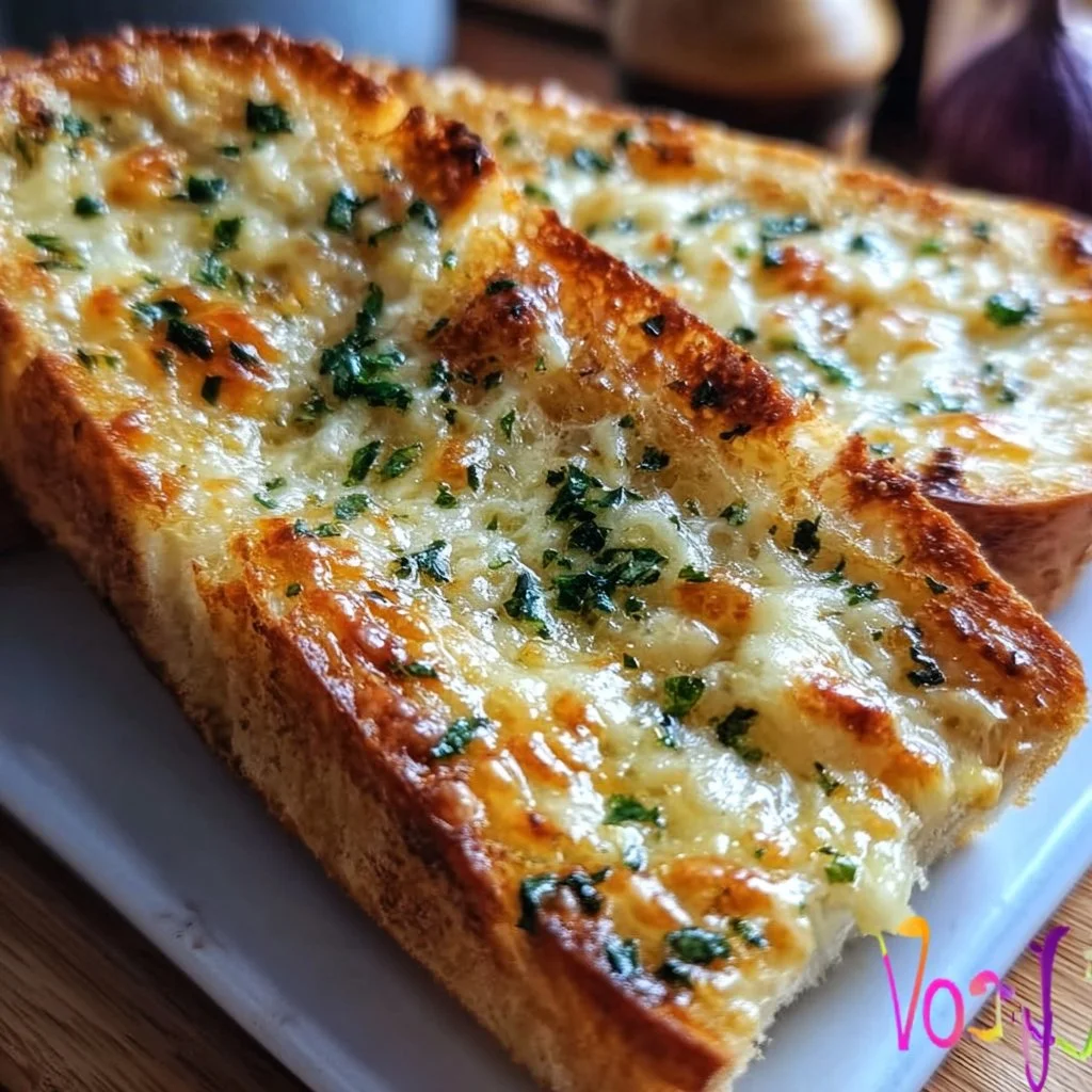 Homemade easy sourdough garlic bread baked to perfection with crispy crust
