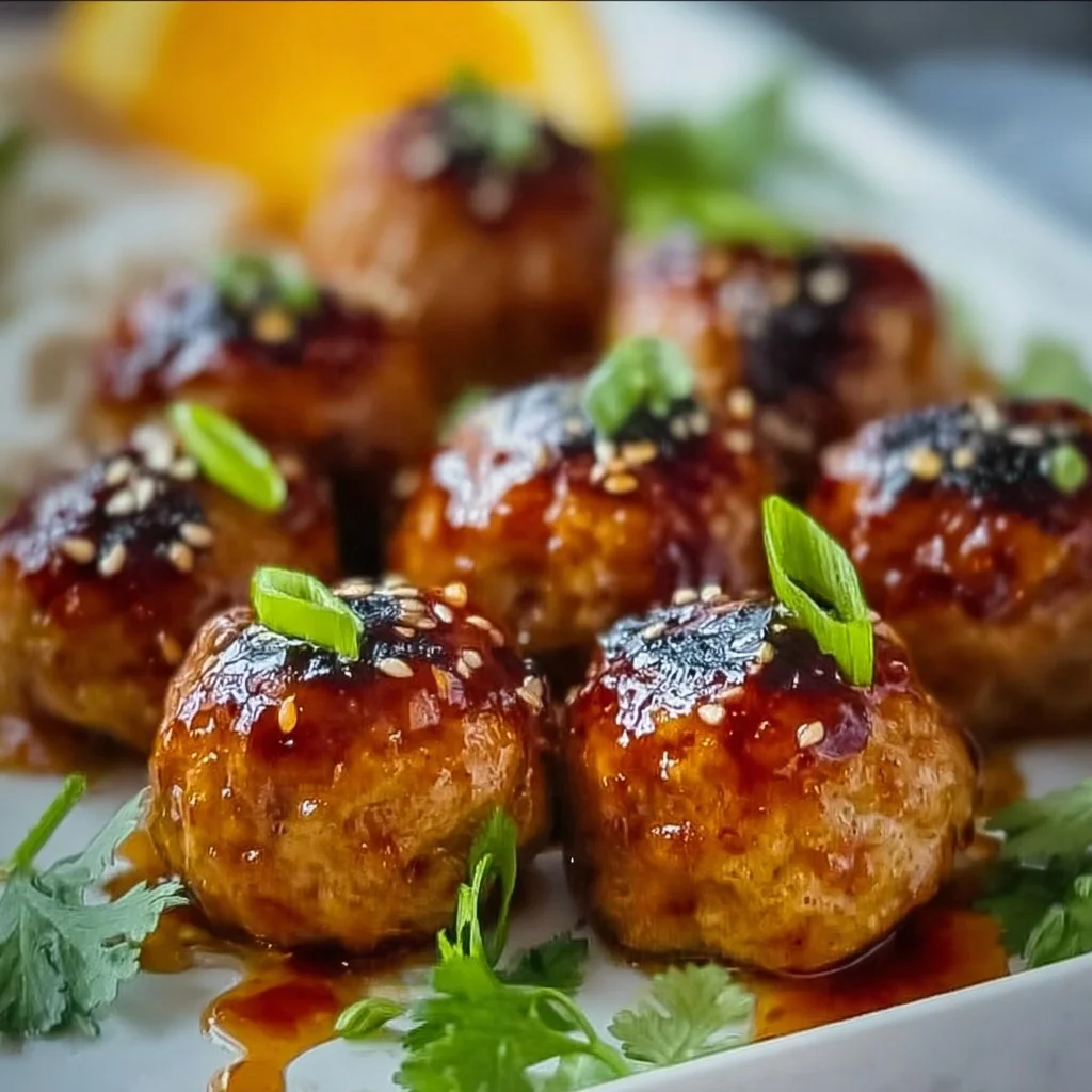 Gingery Salmon Meatballs with Soy Glaze
