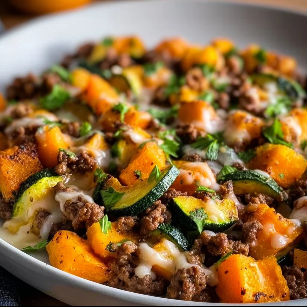 Ground Beef Zucchini Sweet Potato Skillet