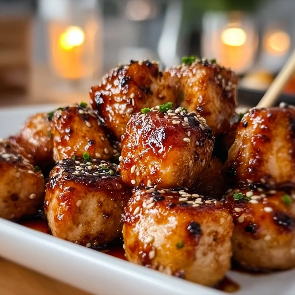 Savory Miso-Maple Glazed Turkey Bites served on a platter