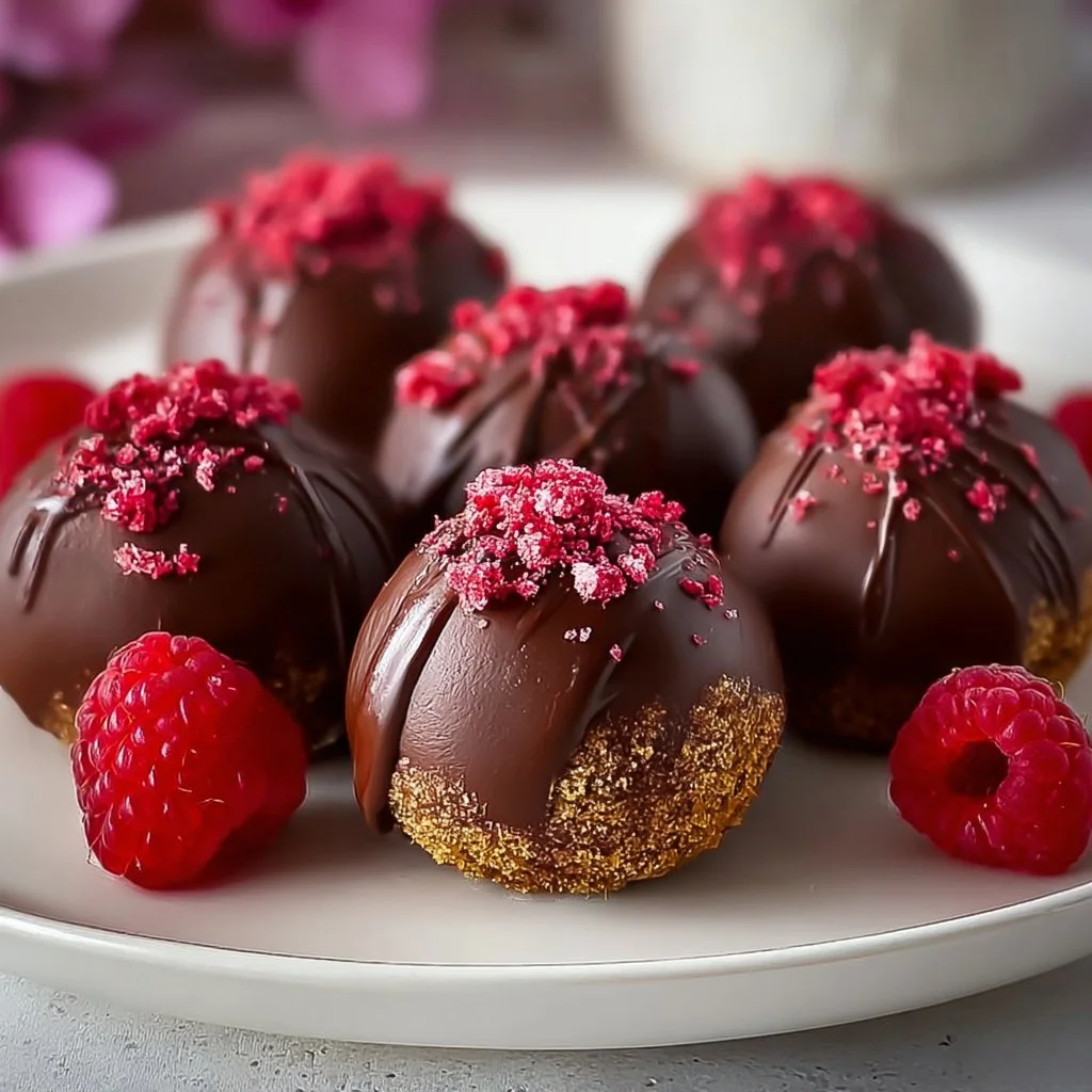 No-Bake Raspberry Chocolate Truffles