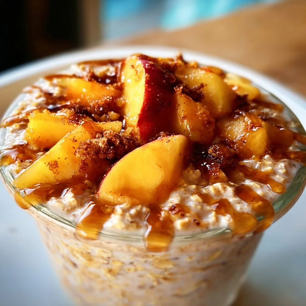 Peach Cobbler Overnight Oats