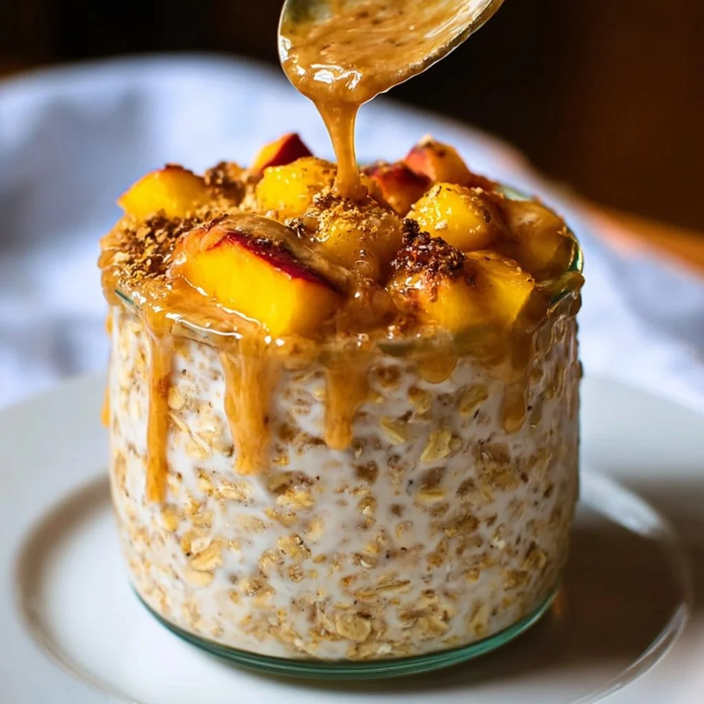 Peach Cobbler Overnight Oats