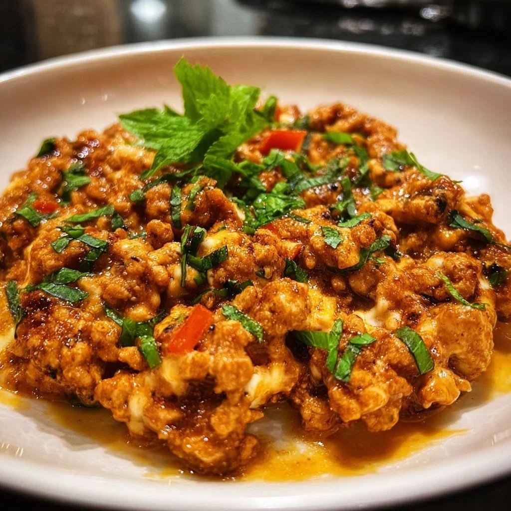 Delicious quick dinner featuring ground chicken in a vibrant vegetable stir-fry