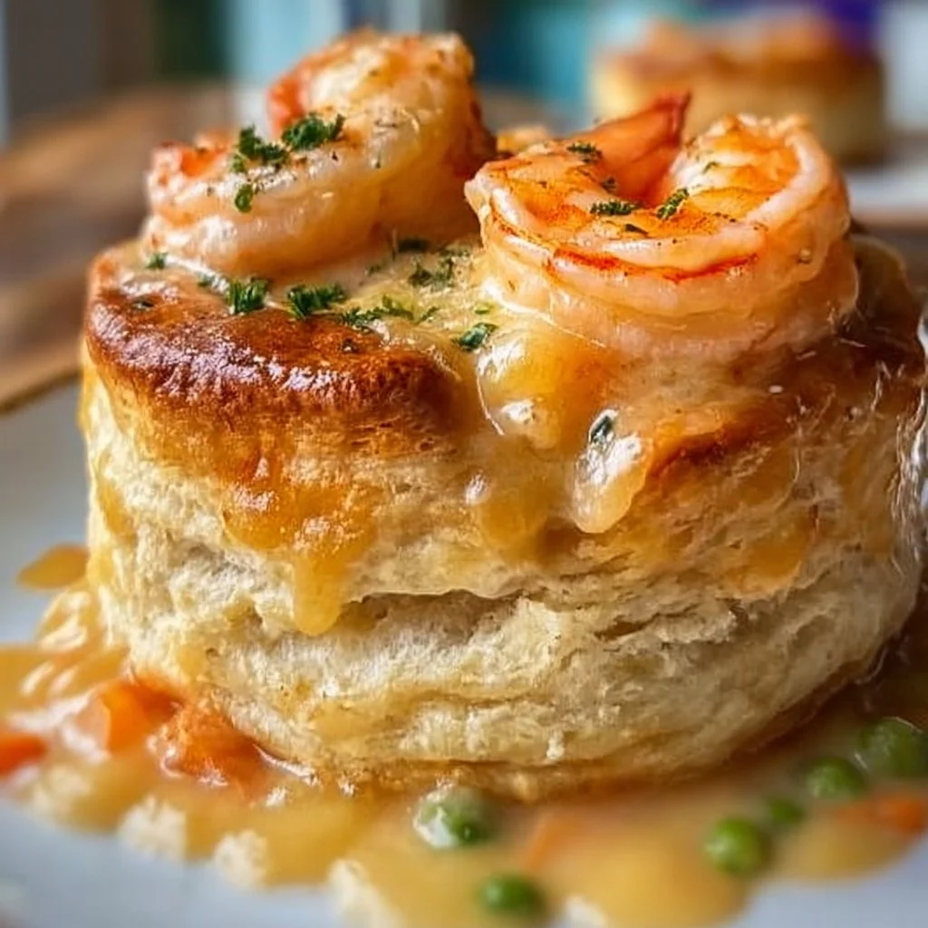 Shrimp and Lobster Cheddar Bay Biscuit Pot Pie