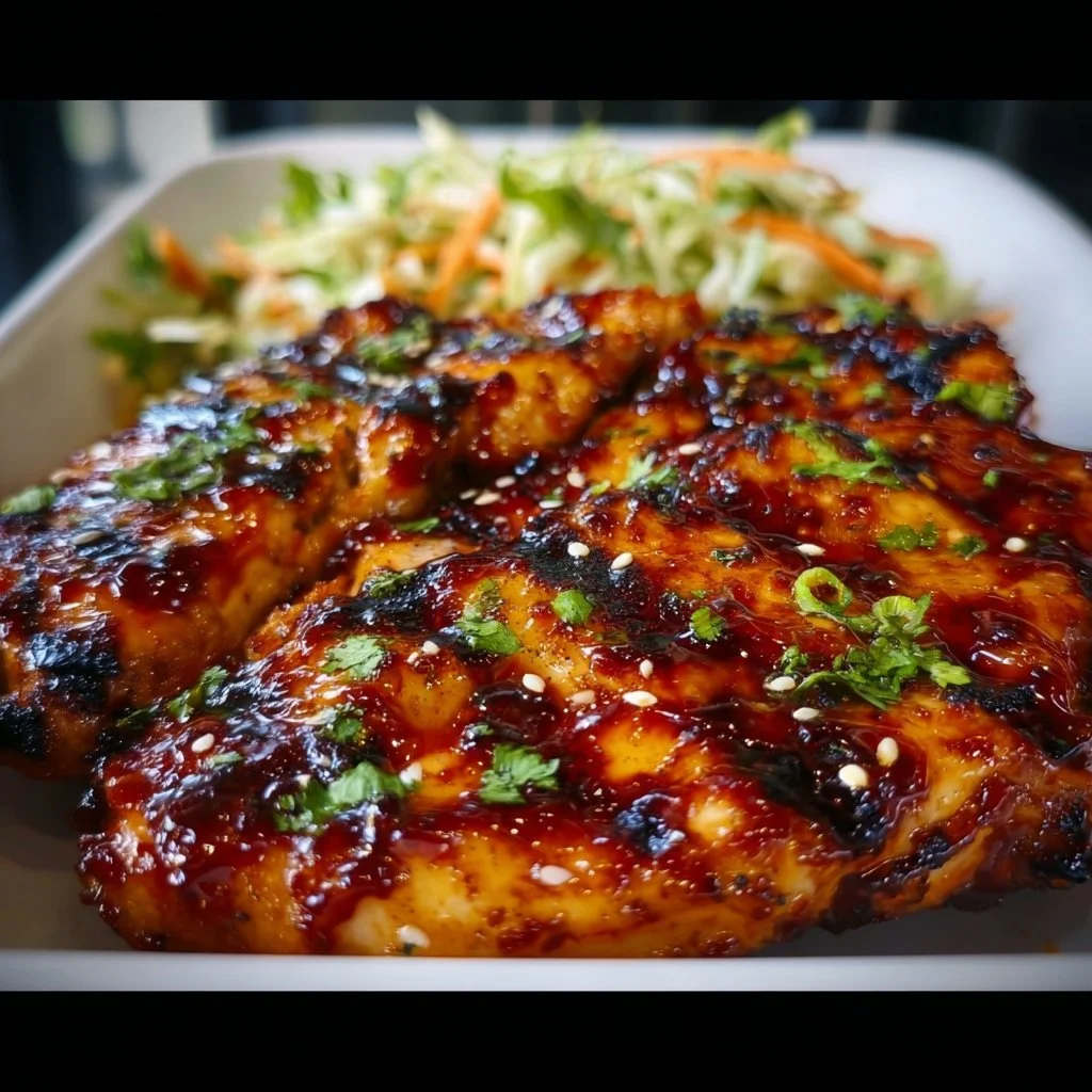 Spicy grilled chicken marinated in Korean gochujang sauce on a grill.