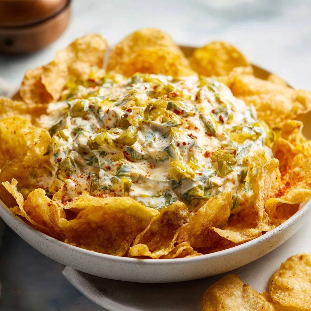Spicy Pickle Dip with Kettle Chips: Discover Your New Favorite Snack!