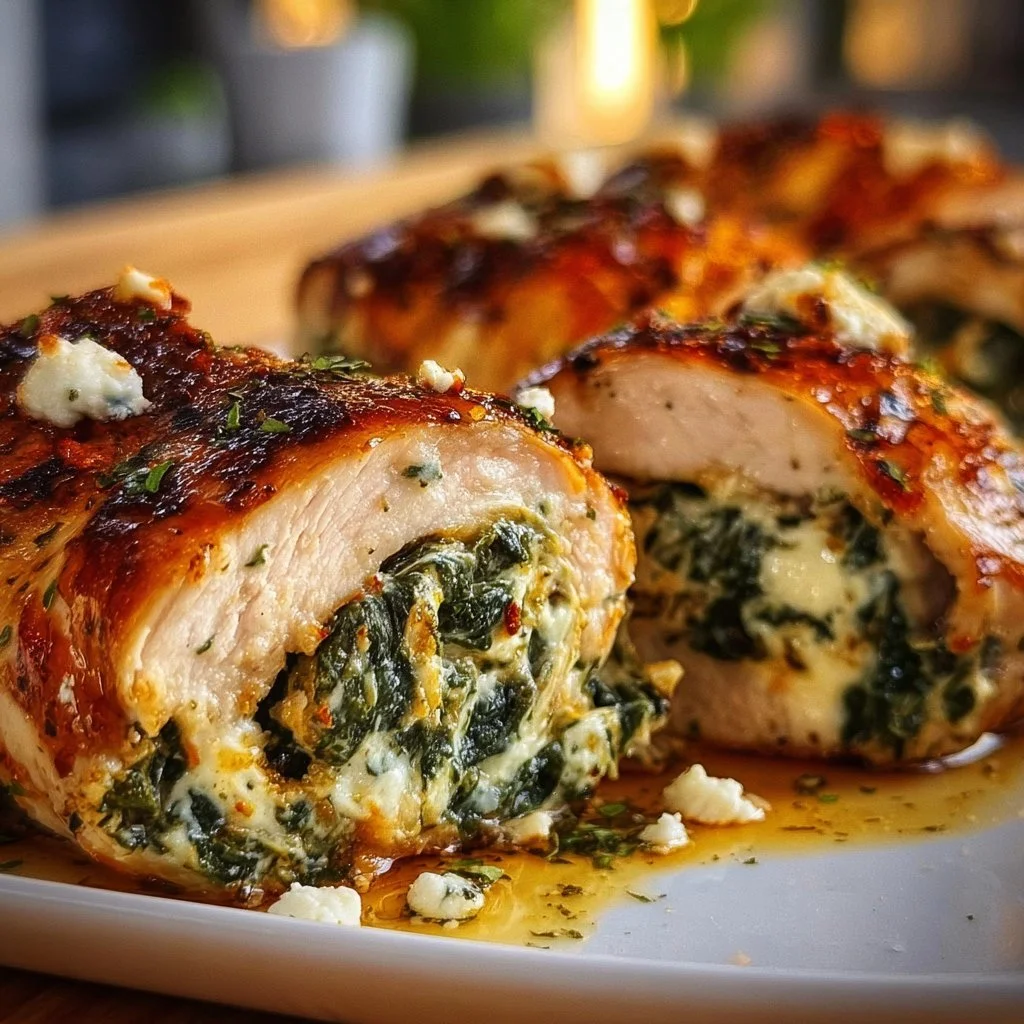 Spinach and Feta Chicken Rolls