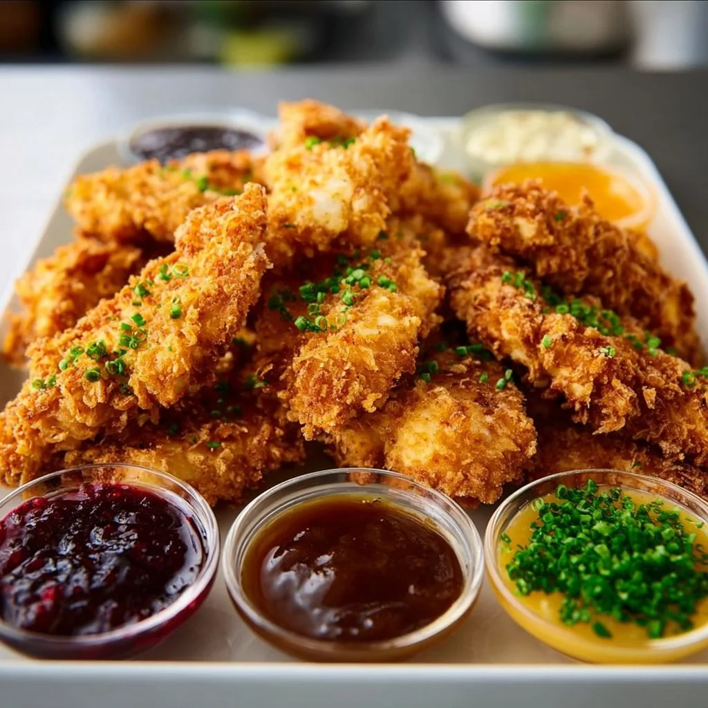 Ultimate Crispy Chicken Tender Platter with Irresistible Dipping Sauces