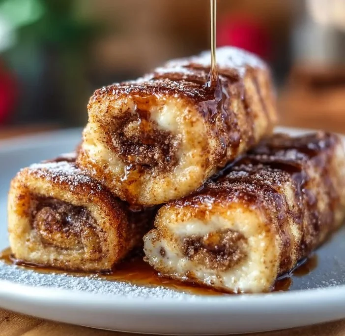 Delicious cinnamon french toast roll ups served on a cozy breakfast table