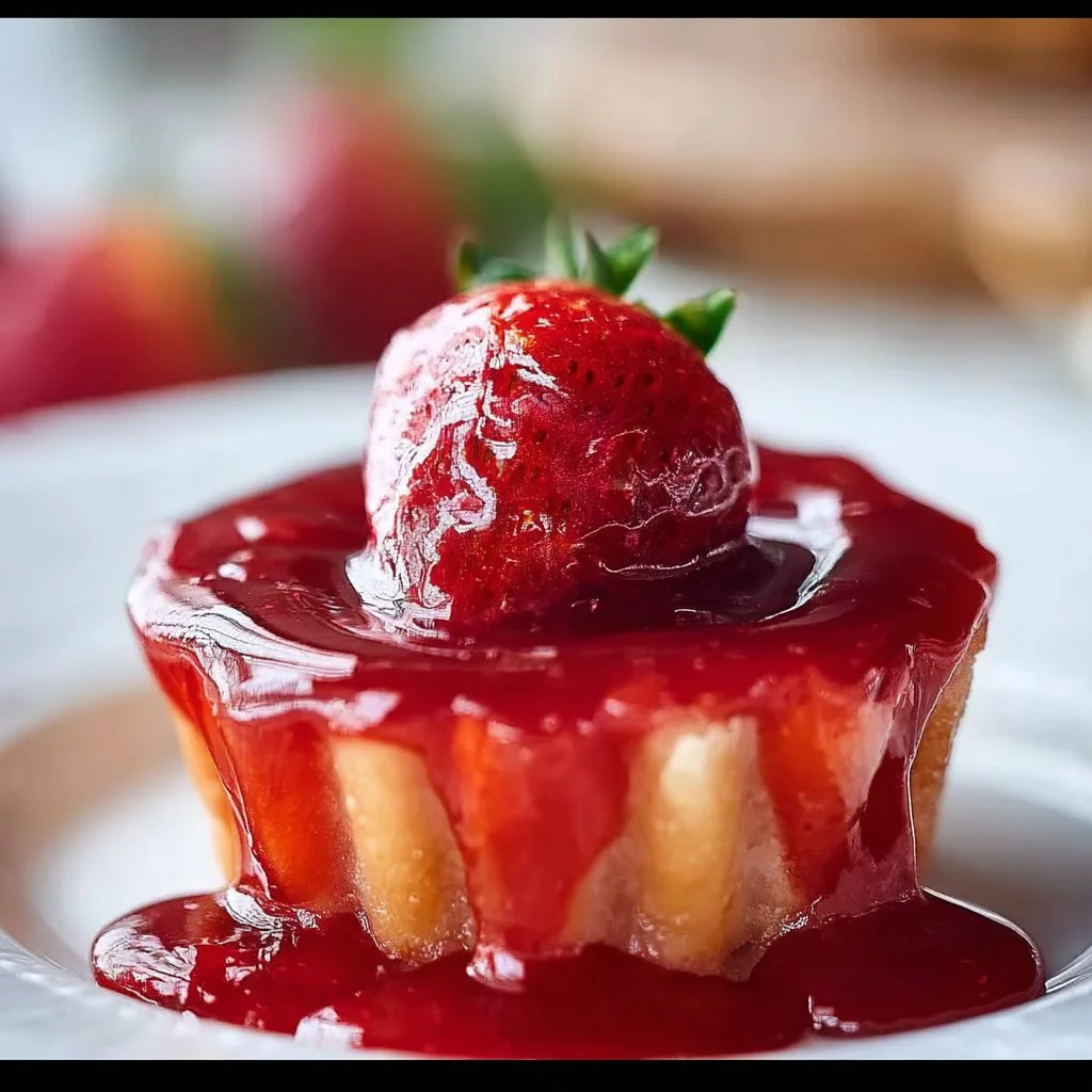 Bowl of homemade strawberry coulis drizzled over dessert