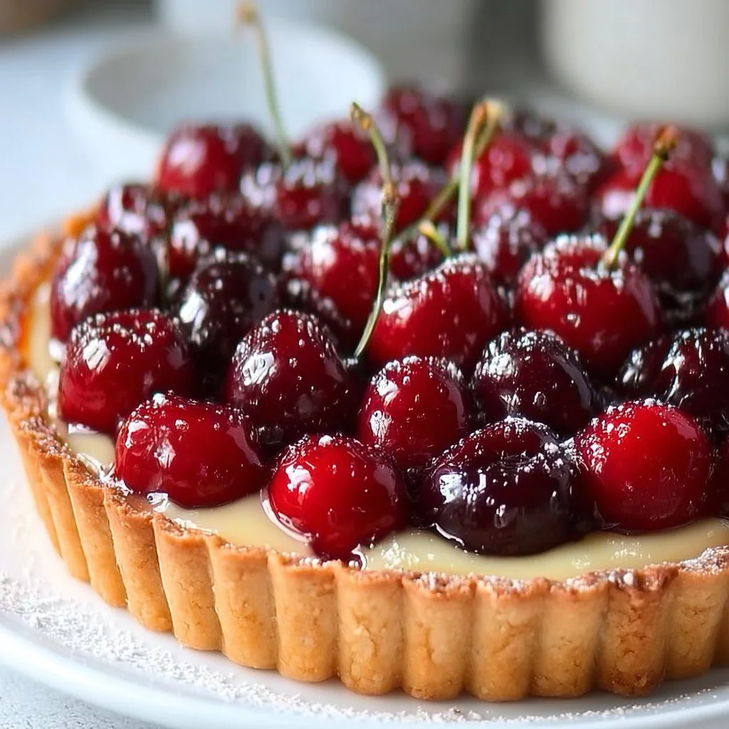 Delicious cherry tart with no-chill crust, ideal for satisfying sweet cravings.