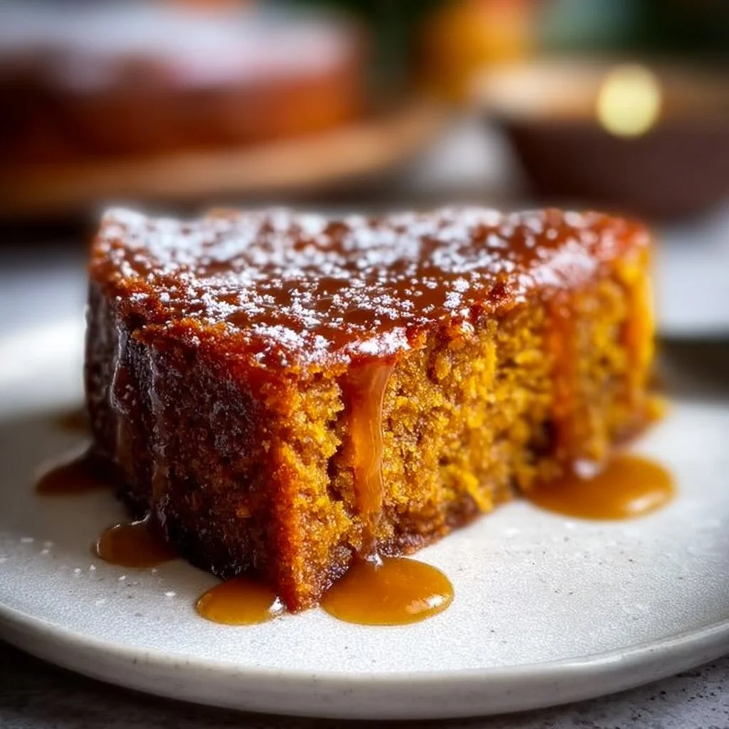 Flourless Sweet Potato Ginger Cake topped with spices and cream, perfect for dessert.