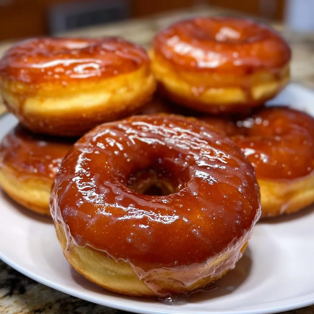 Freshly made homemade doughnuts with glaze and sprinkles on a wooden table