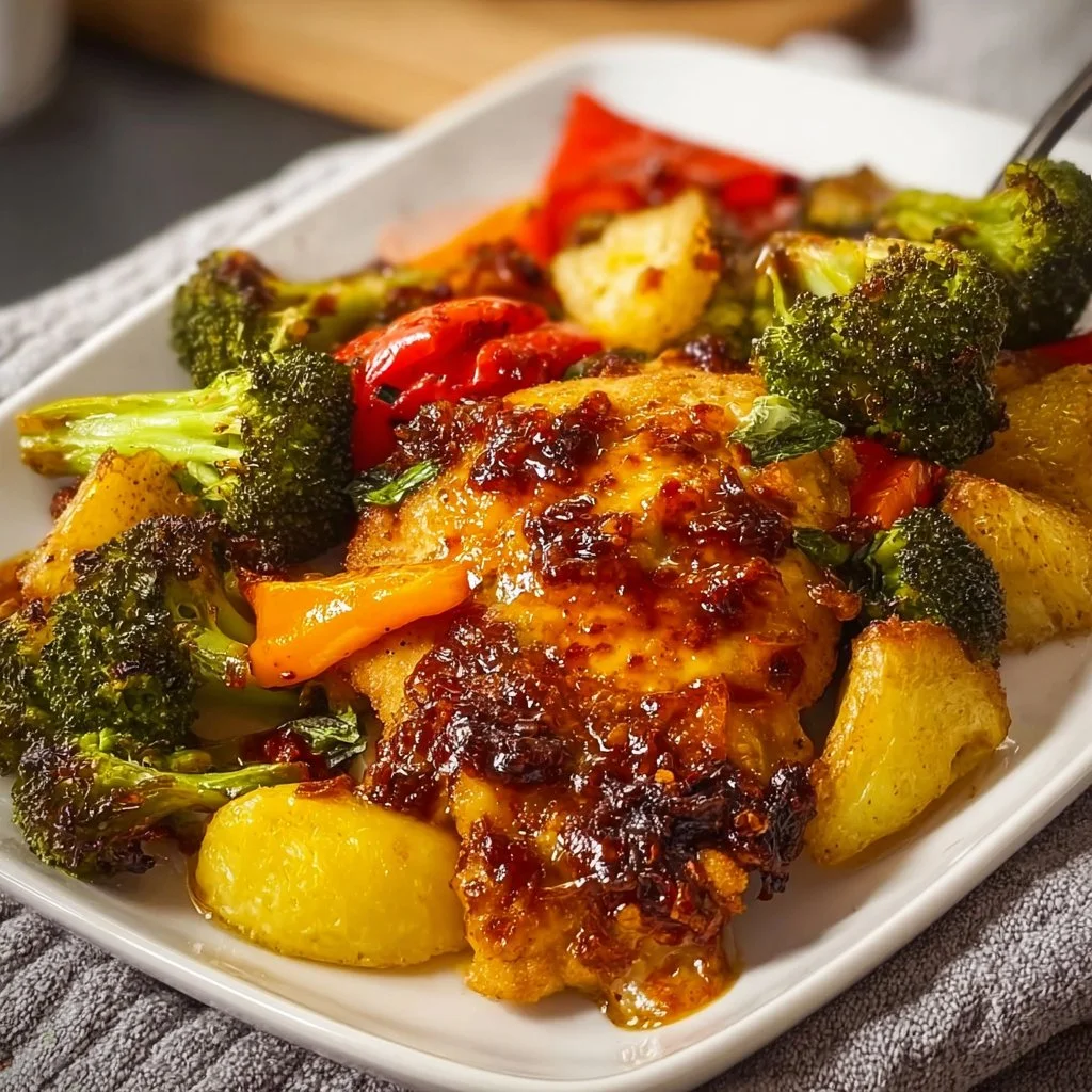 Honey Garlic Chicken Sheet Pan Meal with Roasted Veggies