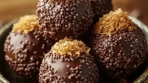 Luxurious homemade Dubai chocolate balls topped with nuts