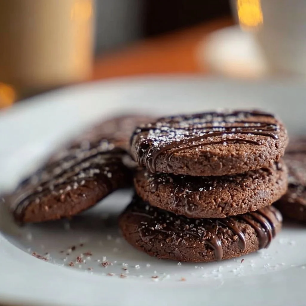 Mexican Chocolate Shortbread Cookies with a Spicy Twist on a decorative plate