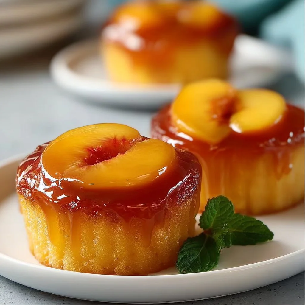 Peach Upside Down Mini Cakes - A Sweet Twist on Cupcakes