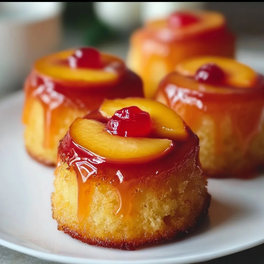 Peach Upside Down Mini Cakes - A Sweet Twist on Cupcakes