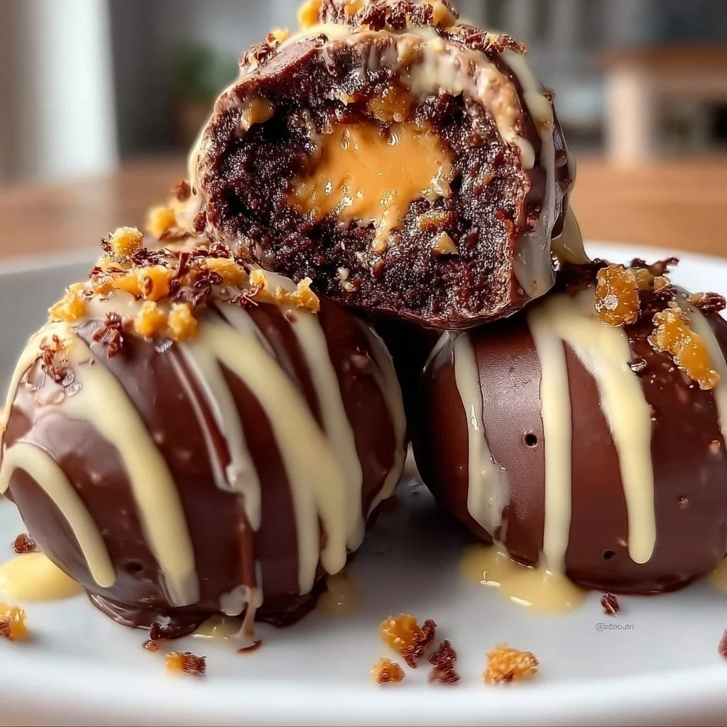 Delicious homemade Peanut Butter Brownie Bombs on a plate