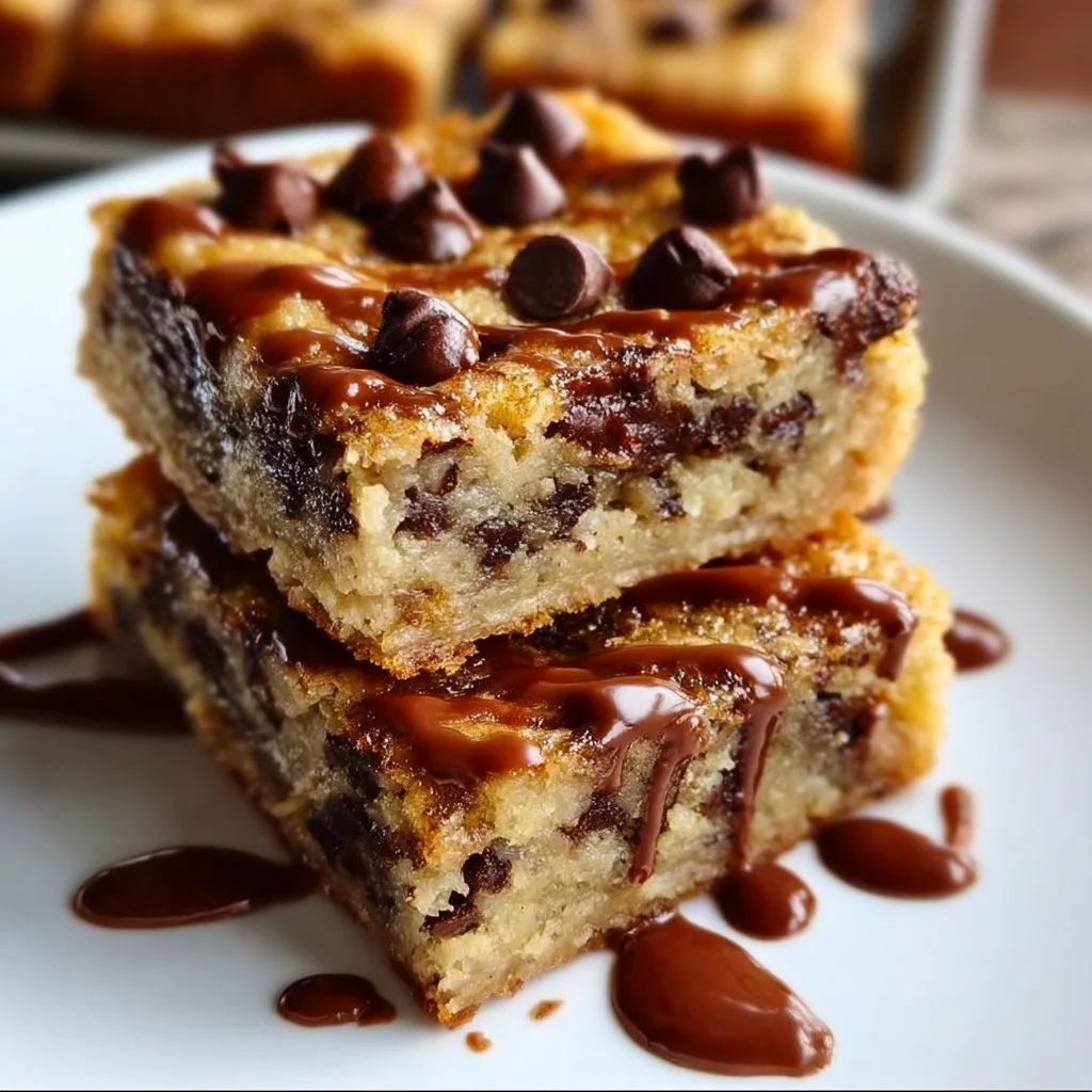 Deliciously baked chocolate chip banana bars on a cooling rack.