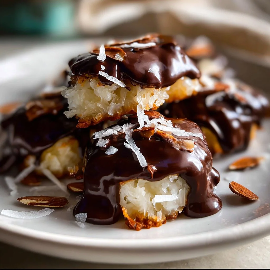 Delicious homemade Almond Joys coated in rich dark chocolate.