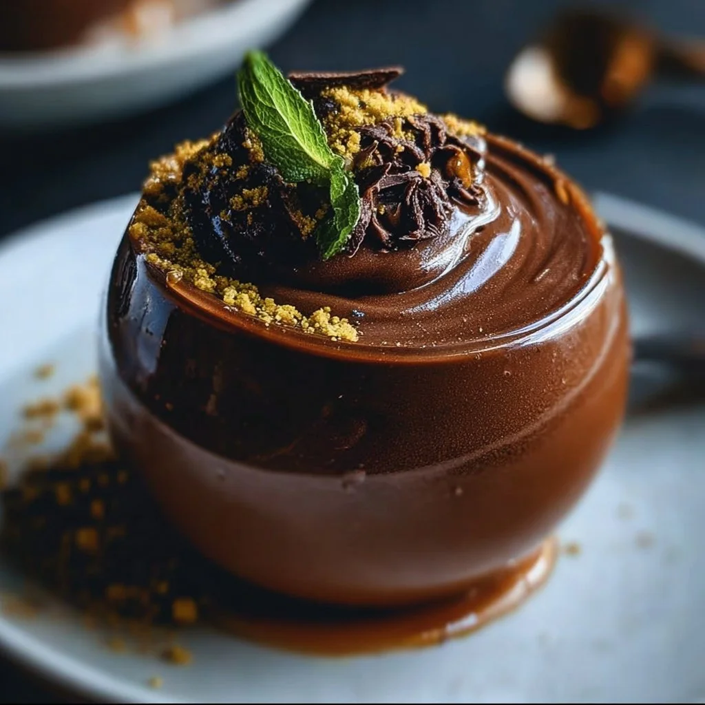 Creamy avocado chocolate mousse served in a elegant dessert bowl