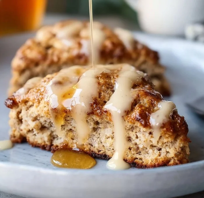 Delicious banana bread scones served with butter and banana slices
