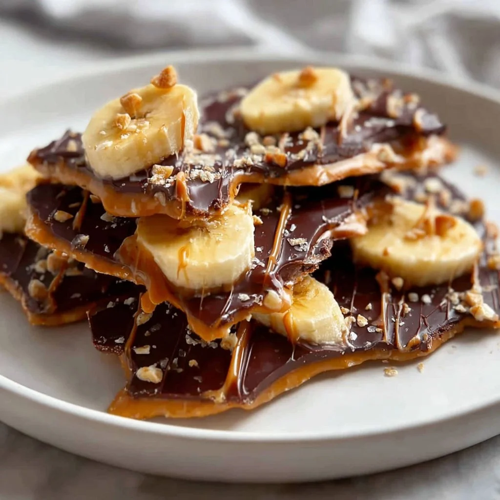 Irresistibly healthy chocolate peanut butter banana bark with crunchy texture
