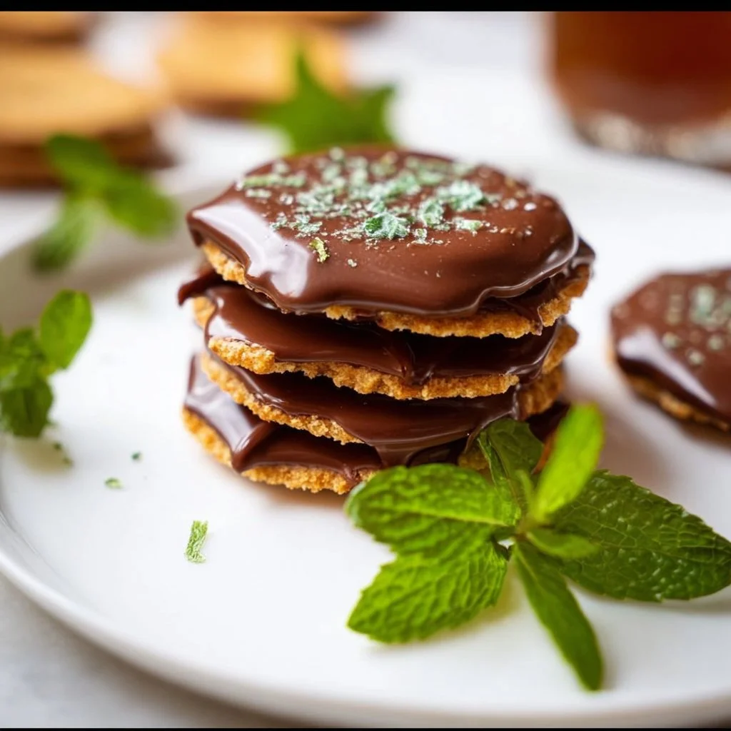 Delicious Mint Thins cookies with a refreshing mint flavor and chocolate coating