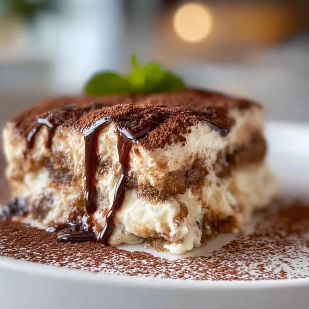 Delicious Overnight Oats Tiramisu served in a glass with cocoa powder on top