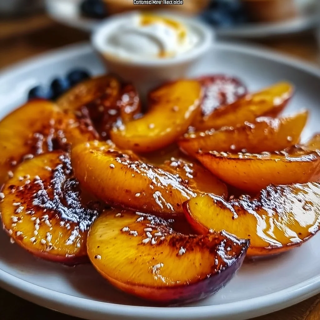 Delicious sweet peach board with honey dip for a refreshing snack