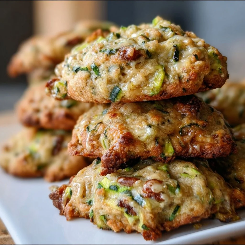 Homemade zucchini cookies with chocolate chips on a plate