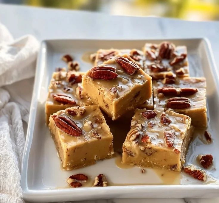 Delicious homemade Butter Pecan Fudge with rich caramel and crunchy pecans.