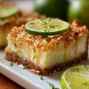 Delicious coconut lime bars with a zesty topping and coconut flakes