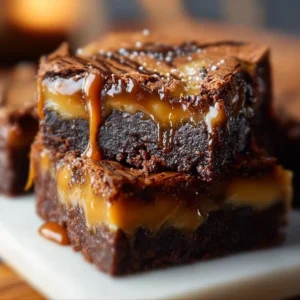 Indulgent caramel swirl brownies topped with rich chocolate and caramel sauce