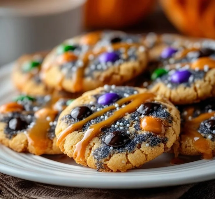 Colorful Halloween cookies displayed for a festive celebration.