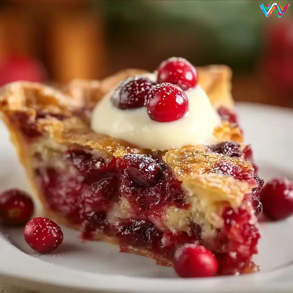 Nantucket Holiday Cranberry Pie served on a festive table setting