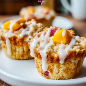 Delicious Peaches and Cream Muffins served on a plate