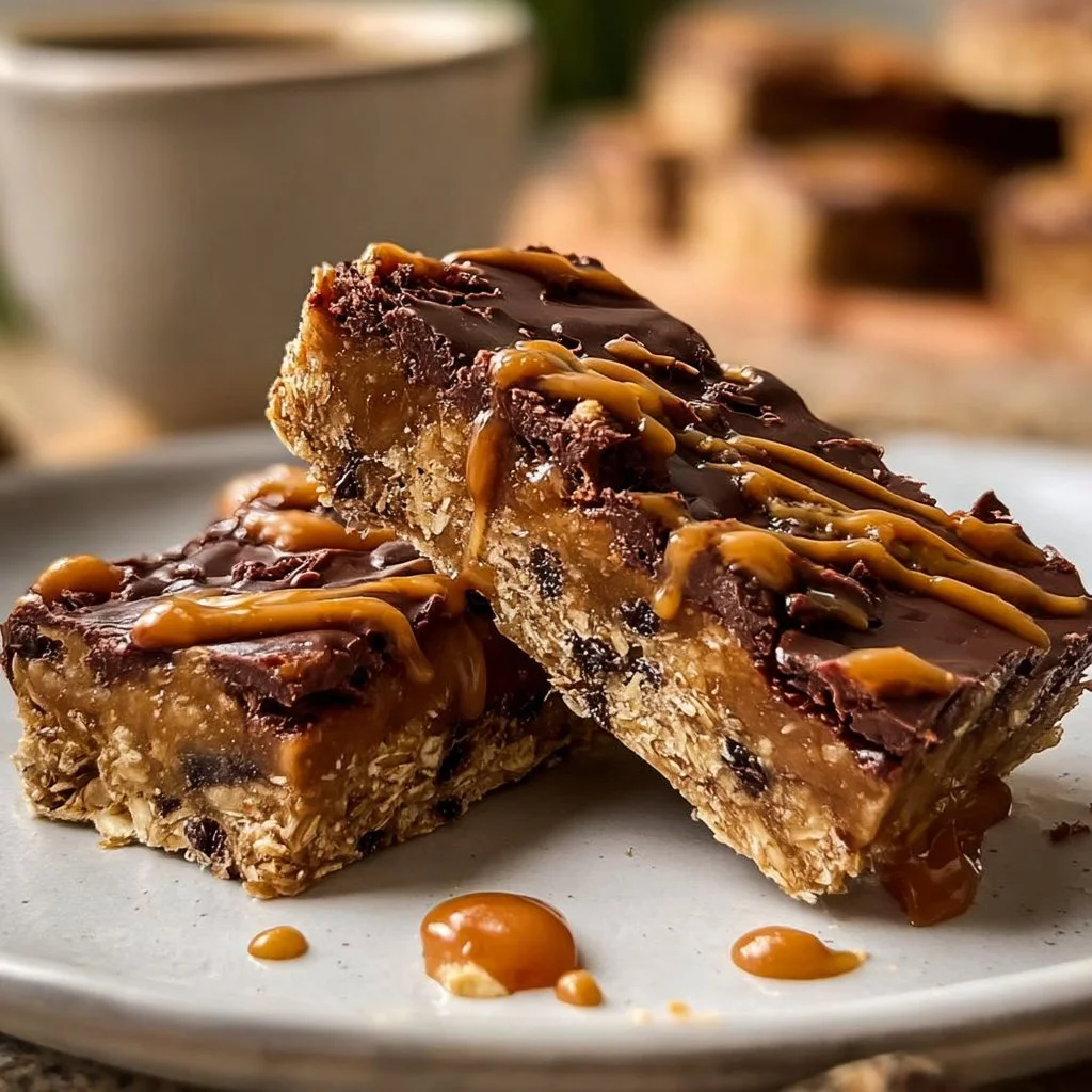 Delicious homemade protein bars stacked on a wooden table